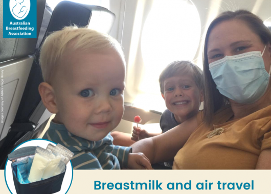 Young children with mother on a commercial flight