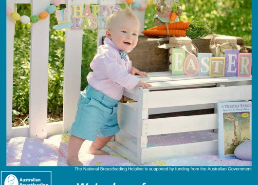 Pic is of a toddler smiling with Easter decorations around