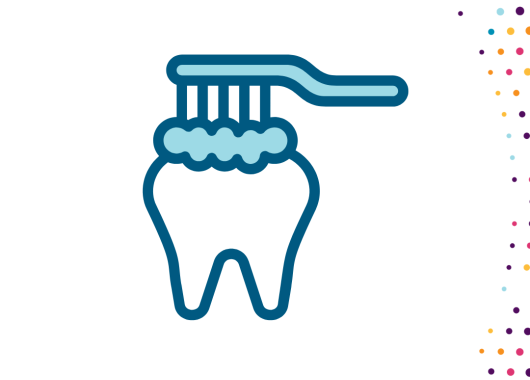 Line drawing of a toothbrush cleaning a tooth