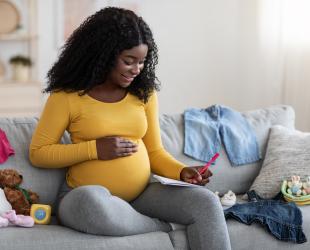 pregnant lady writing