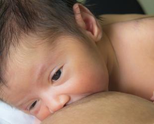 Close up of baby feeding