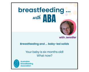 Image shows a preview of the podcast episode about breastfeeding and baby-led solids..