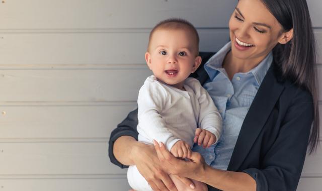 Business lady with baby