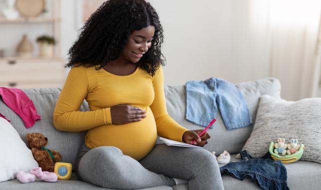 pregnant lady writing