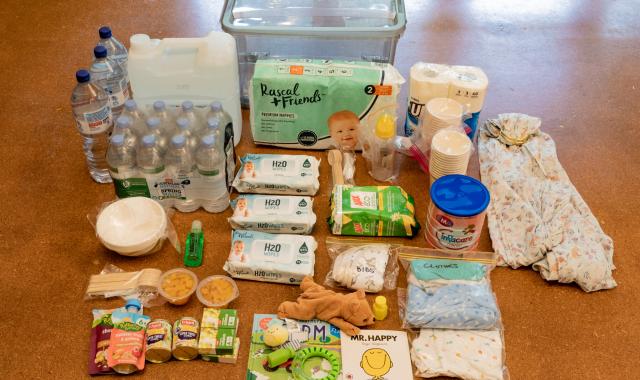 Contents of an evacuation kit for a formula-fed baby